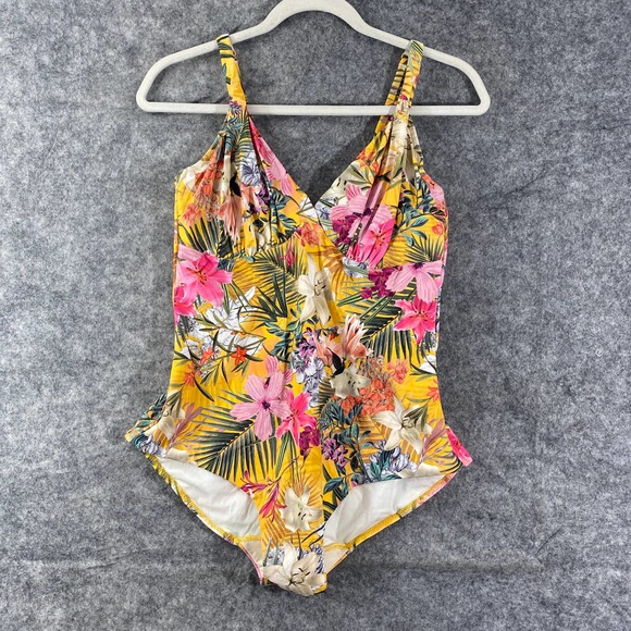 Fantasie One Piece Swimsuit Medium 36DD Yellow Floral Anguilla Underwire NEW - Picture 2 of 10